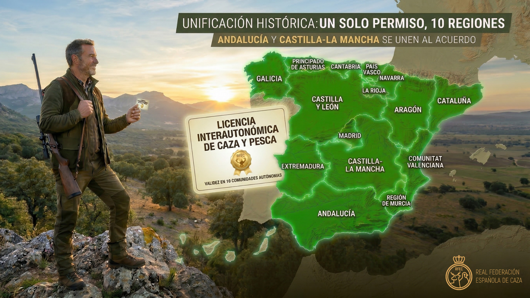 Andaluc&iacute;a y Castilla-La Mancha se incorporan al nuevo convenio de la licencia interauton&oacute;mica de caza